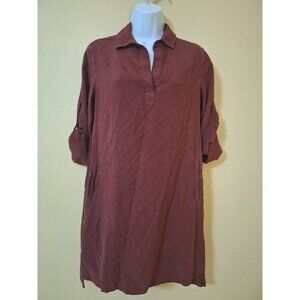 Bella Dahl XS Burgundy Tunic Shirt/Dress Tencel Summer‎ Office Career